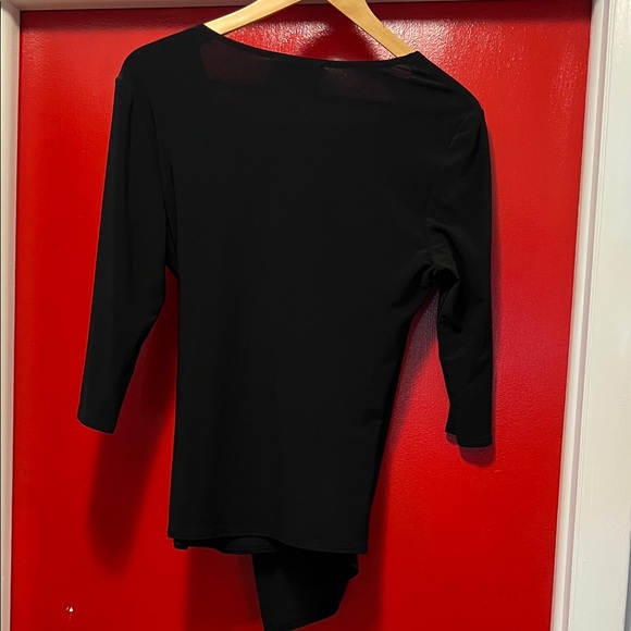 Joseph Ribkoff Black Top with Silver Ring Detail - Size 12 - Picture 4 of 4